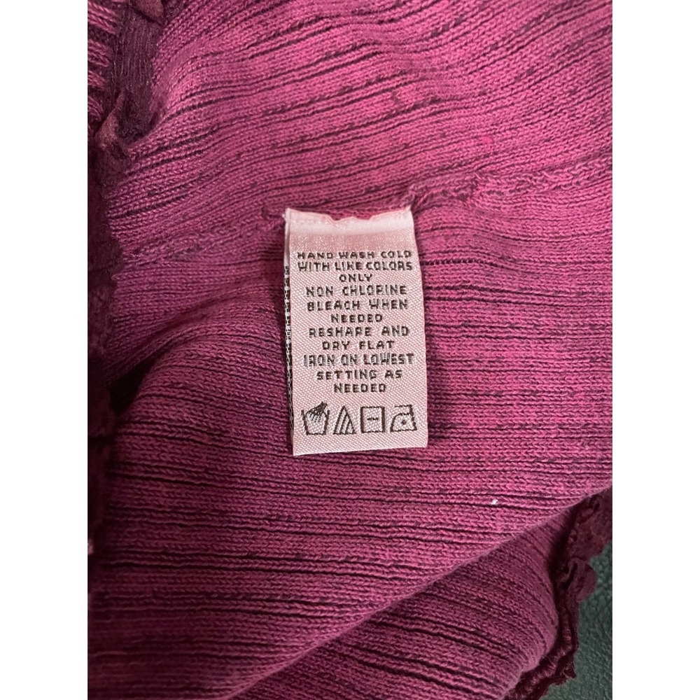 Bandolino Y2K Silk Blend Pleated Cami Top Plum Burgundy Lettuce Trim Large - Picture 6 of 7